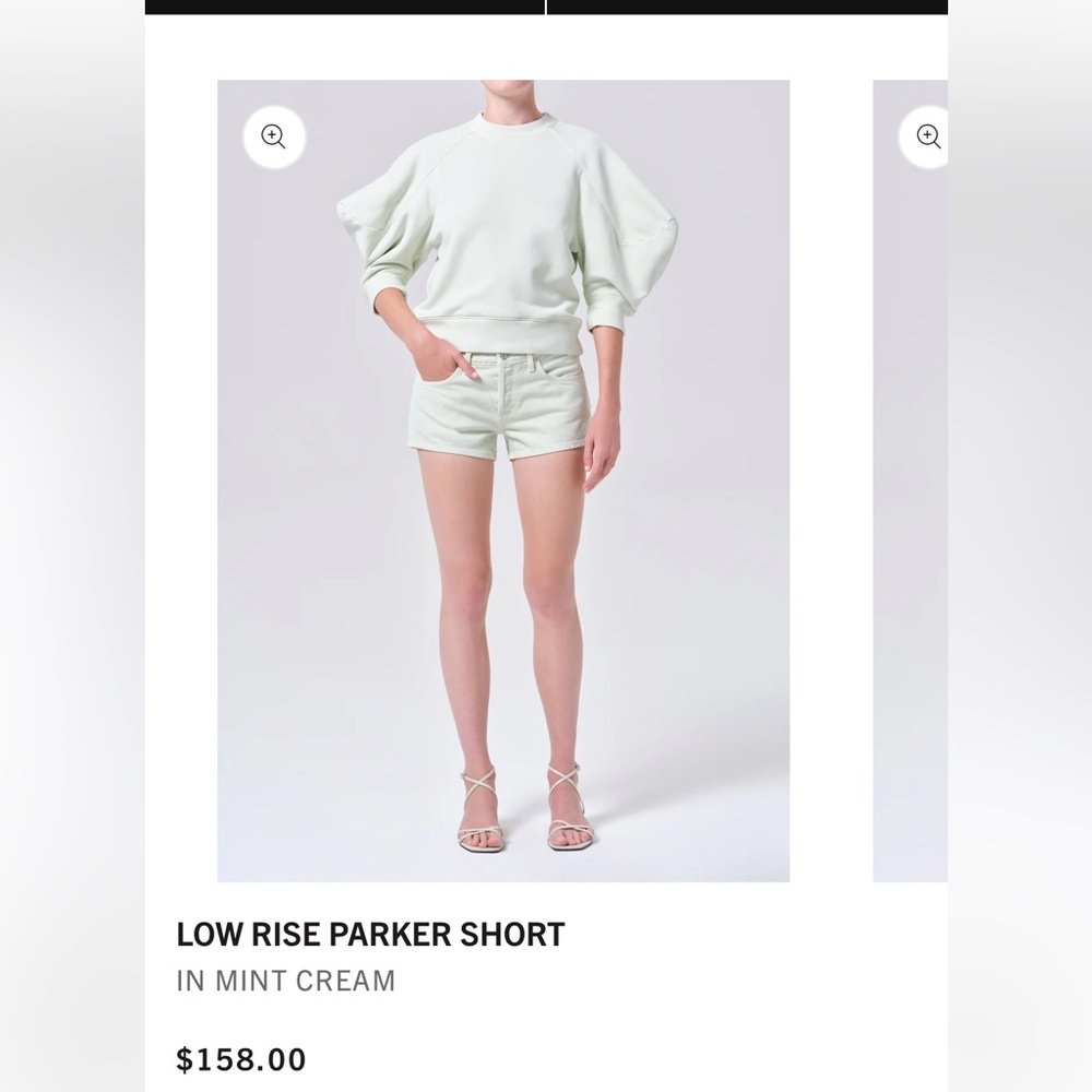 NWT! AGOLDE Parker Cuttoff Shorts 27! Gorgeous mint cream color!